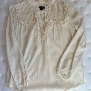 J. Crew 100% Silk Cream Ruffle Blouse
